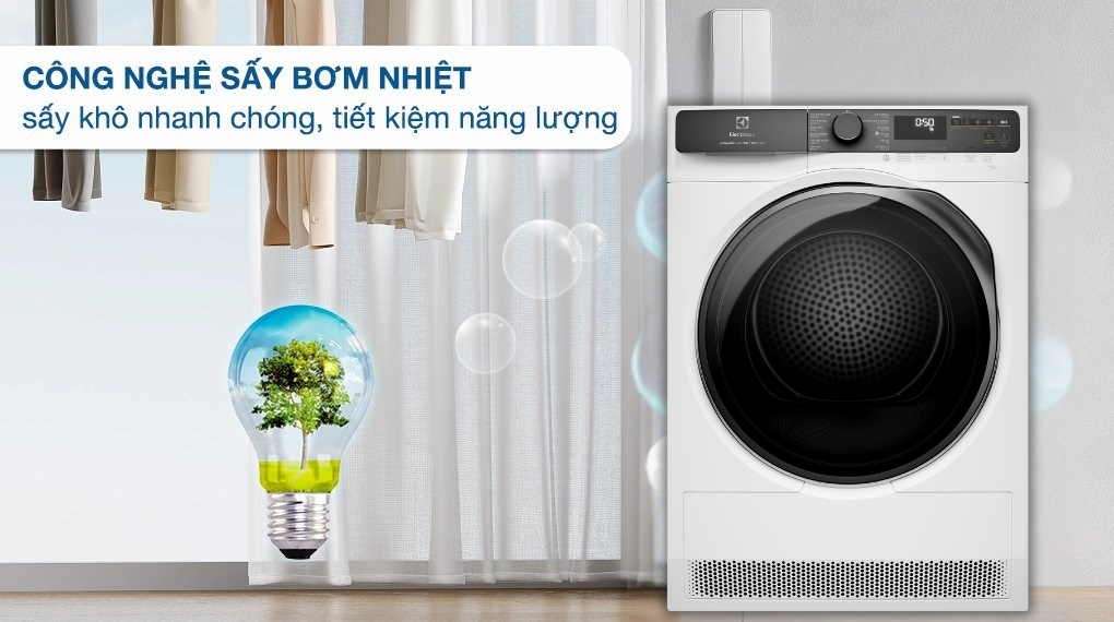 Máy sấy Electrolux EDH903R7WC 9kg sấy khô nhanh chóng
