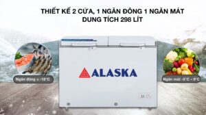 Tủ Đông Alaska Dàn Nhôm BCD-3568N 2 Ngăn 2 Cánh 350 Lít