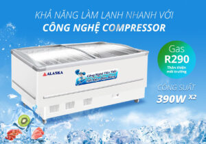 Tủ Đông Alaska Mặt Kính Cong KN-400 1 Ngăn 400 Lít