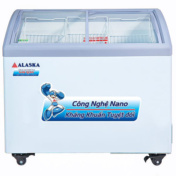 Tủ Đông Alaska Mặt Kính Cong KC-210 1 Ngăn 210 Lít