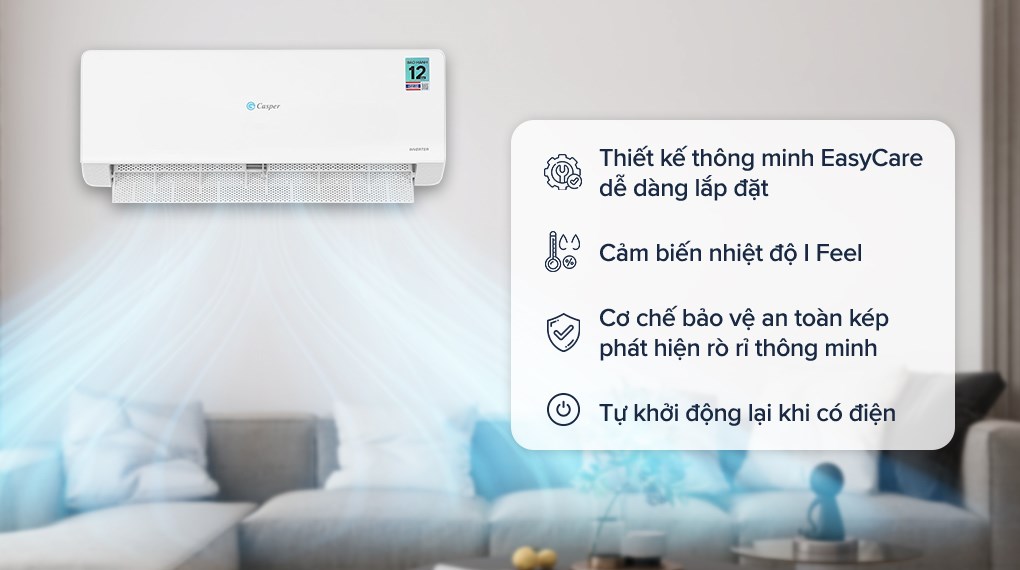 Điều hòa Casper Inverter QH-12IU36A độ bền cao, nhiều tiện ích thông minh