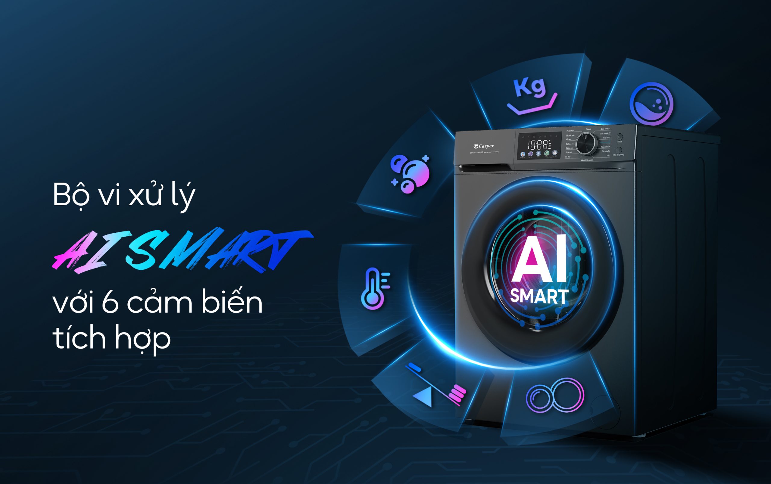 Máy giặt Casper WF-D105VGR1 10.5kg giặt sạch tối ưu nhờ công nghệ hiện đại