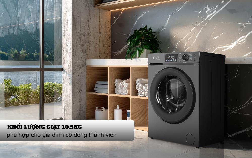Máy giặt Casper WF-D105VGR1 10.5kg khối lượng giặt lớn, phù hợp cho gia đình đông người