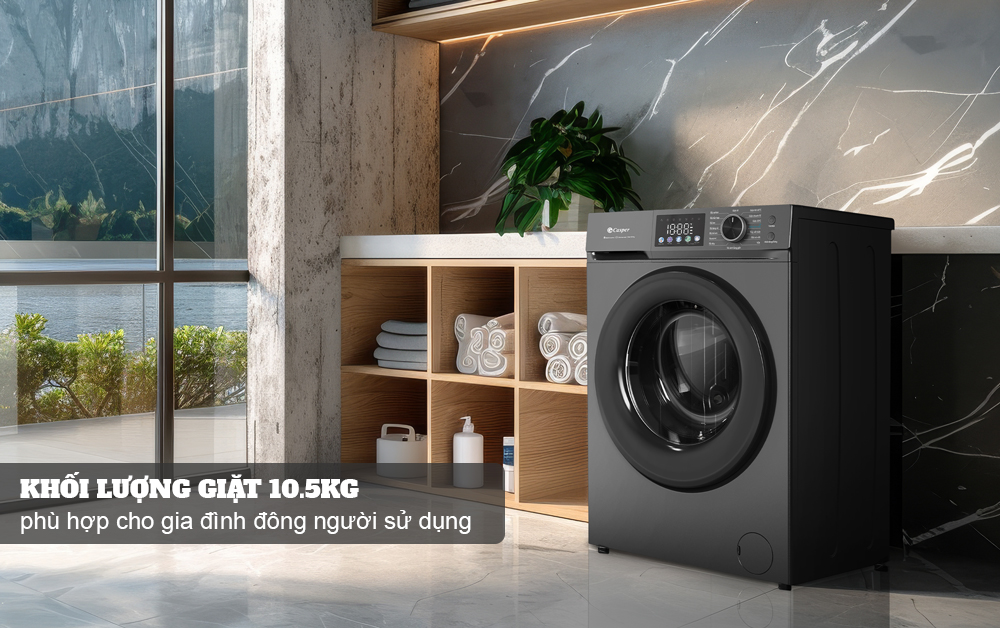 Máy giặt Casper WF-D105VGR1 10.5kg thiết kế sang trọng, dung tích lớn