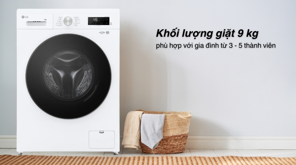 Máy giặt LG FB1209S5W 9kg đáp ứng tốt nhu cầu giặt giũ cho gia đình có từ 3-5 thành viên