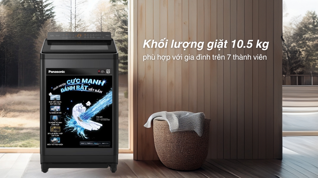 Máy giặt Panasonic NA-FD105X3BV 10.5kg khối lượng giặt lớn, đáp ứng nhu cầu giặt giũ lượng lớn áo quần