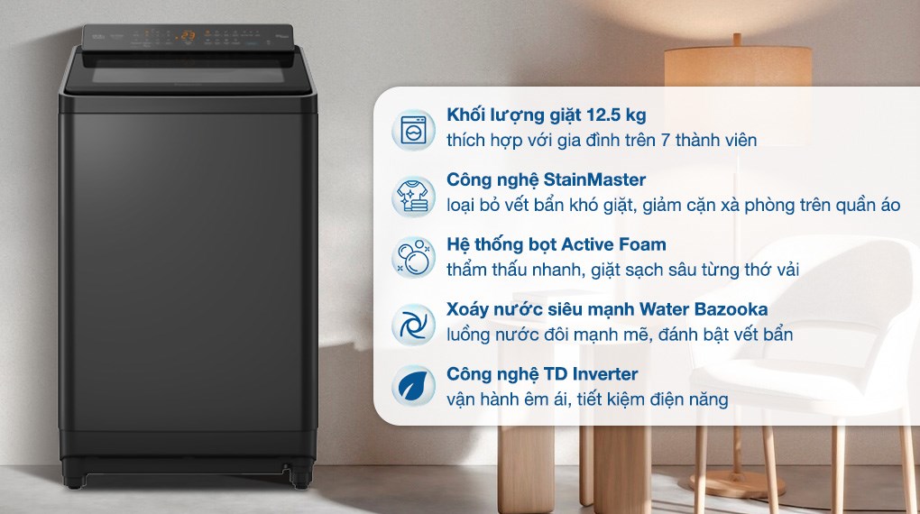 Máy giặt Panasonic NA-FD125X3BV cho hiệu quả giặt sạch tối ưu, bảo vệ áo quần
