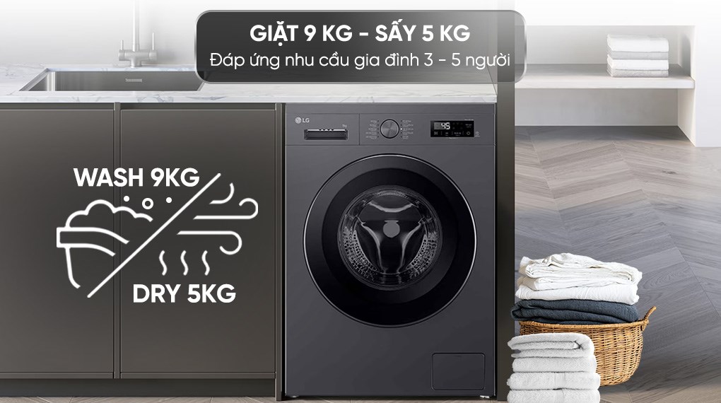 Máy giặt sấy LG FB1209D5M giặt - sấy tiện lợi, tiết kiệm thời gian phơi