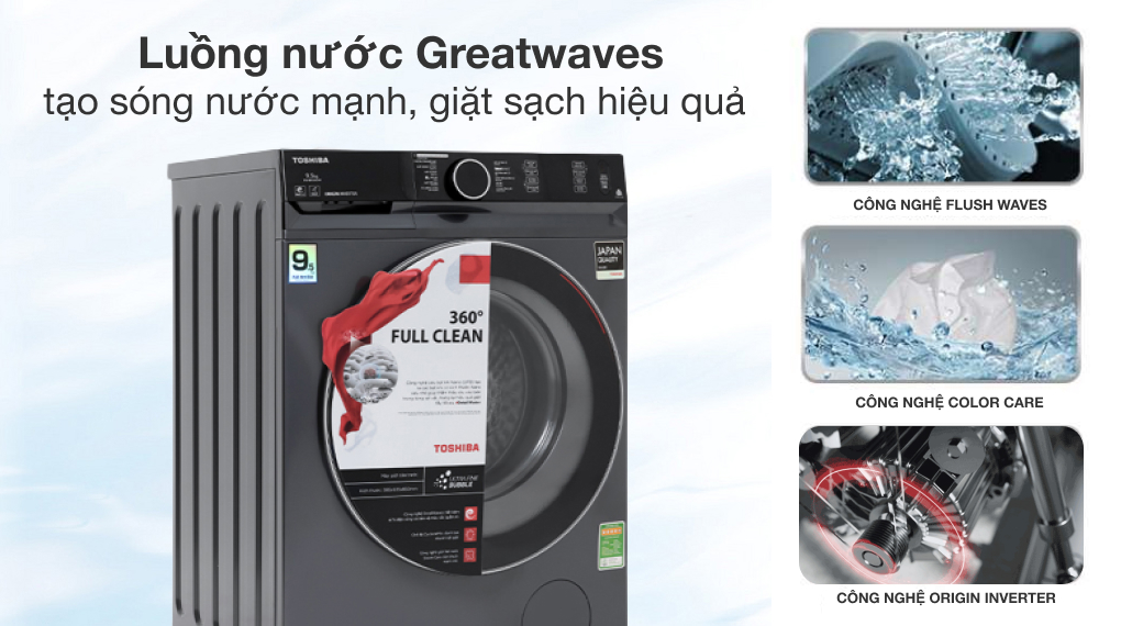 Máy giặt Toshiba TW-BK105G4V(MG) 9.5kg đáp ứng nhu cầu giặt giũ cho gia đình dưới 7 thành viên