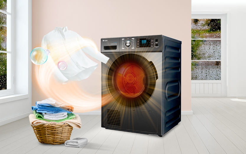 Máy sấy Casper 8kg TD-80CGB sấy khô nhanh chóng, bảo vệ áo quần