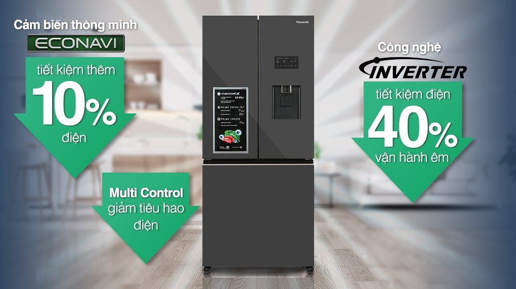 Tủ Lạnh Panasonic Multi Door Inverter 3 Cánh 495 Lít NR-CW530XMMV