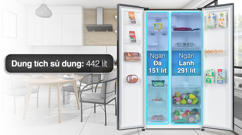 Tủ lạnh Sharp SJ-SBX440VG-BK dung tích lớn, bảo quản lượng lớn thực phẩm