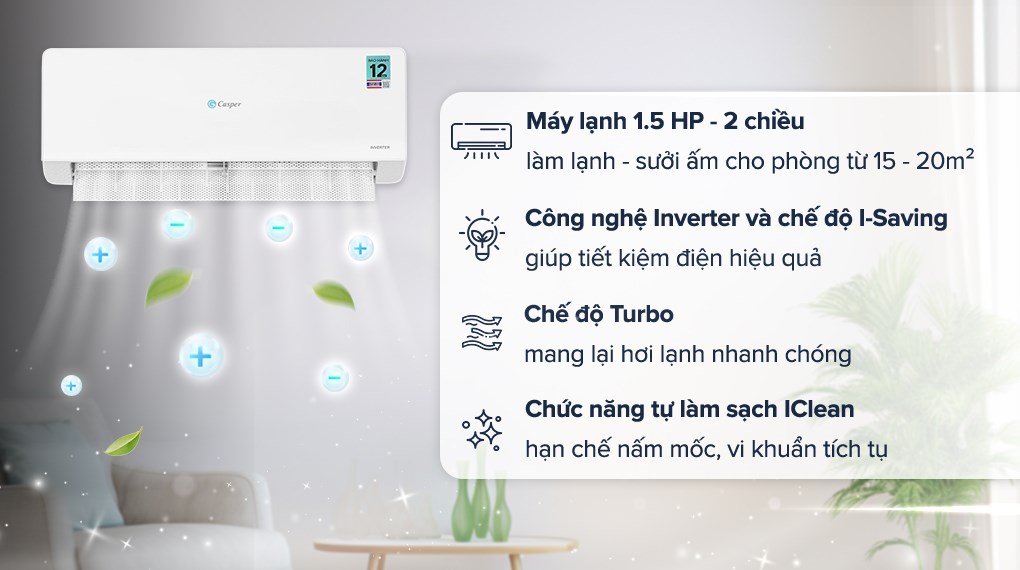 Điều Hòa Casper 12000BTU 2 Chiều Inverter QH-12IU36A