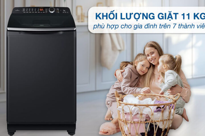 Máy giặt Aqua AQW-DR110JT.BK 11kg: Khối lượng giặt lớn, giá thành phải chăng