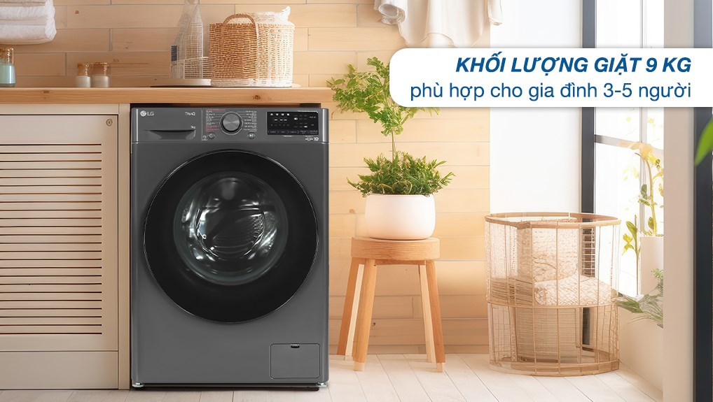Máy giặt LG FV1409S4M1 9kg khối lượng giặt phù hợp với nhiều gia đình, đa dạng chương trình giặt