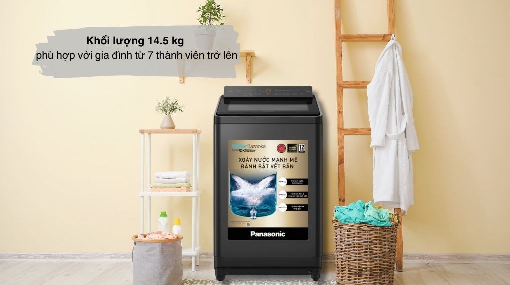 Máy giặt Panasonic NA-FD290CEBV khối lượng giặt lớn lên đến 14.5kg, đáp ứng giặt giũ lượng lớn áo quần