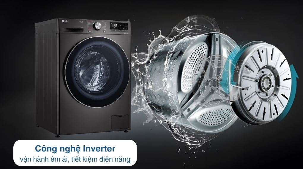 Máy giặt sấy LG FV1411D4B 11kg tiết kiệm điện năng, vận hành êm ái nhờ động cơ Inverter hiện đại