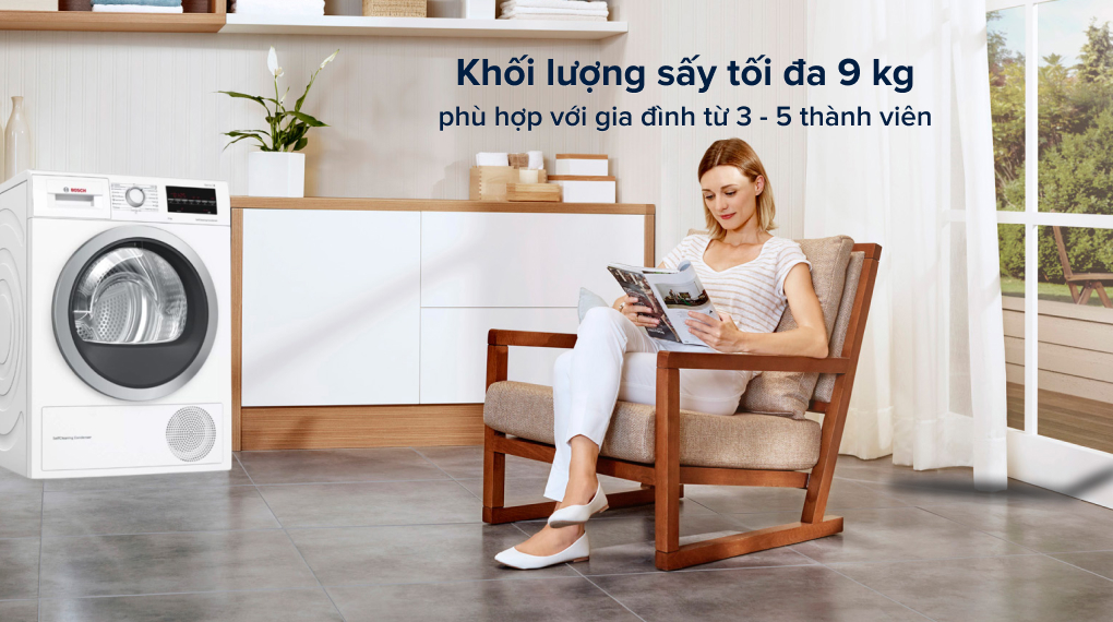 Máy sấy Bosch WTW85400SG 9kg thiết kế đẹp mắt, tăng thẩm mĩ cho không gian