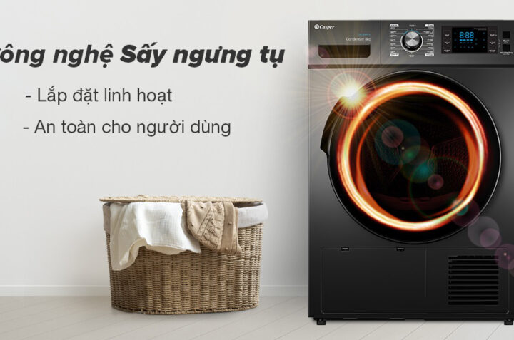 Máy sấy Casper TD-80CGB ngưng tụ: Sấy khô nhanh, tiết kiệm thời gian cho mọi gia đình