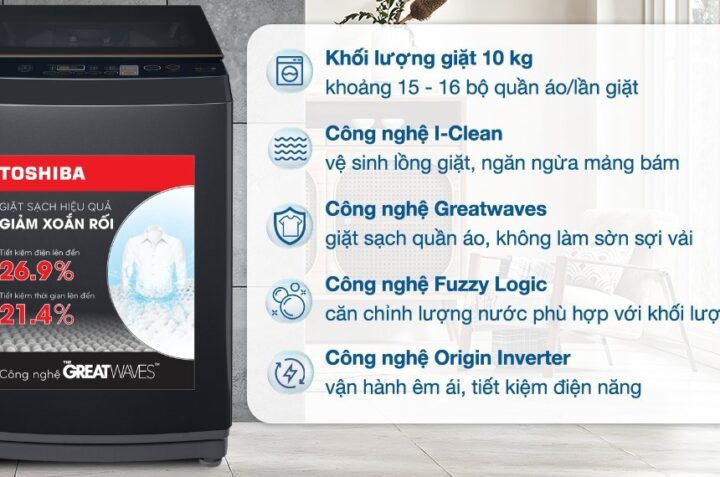 Những lý do khiến máy giặt Toshiba AW-DM1100PV(KK) 10kg được ưa chuộng