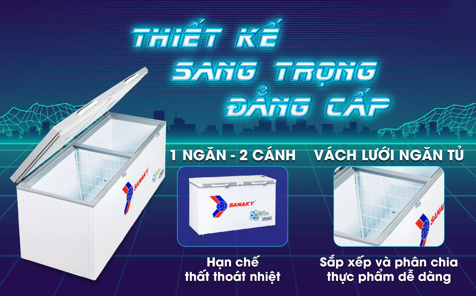Tủ đông Sanaky VH-5699HY4K Inverter dung tích 560 lít bảo quản lượng lớn thực phẩm