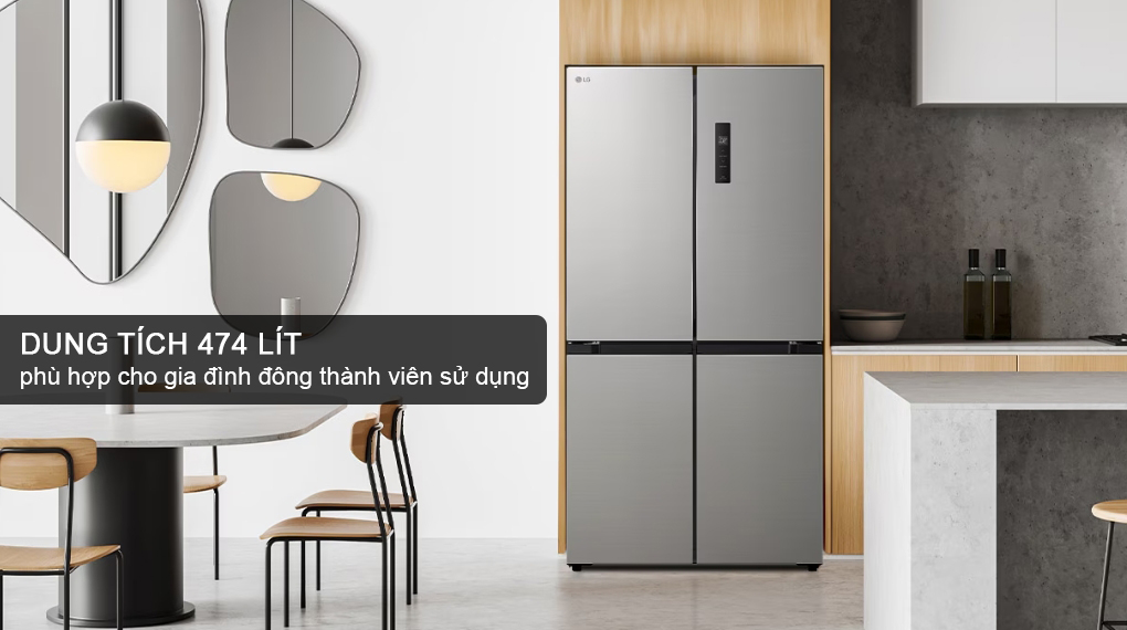 Tủ lạnh LG LFB47SVM 474L dung tích lớn, đáp ứng nhu cầu bảo quản lượng lớn thực phẩm