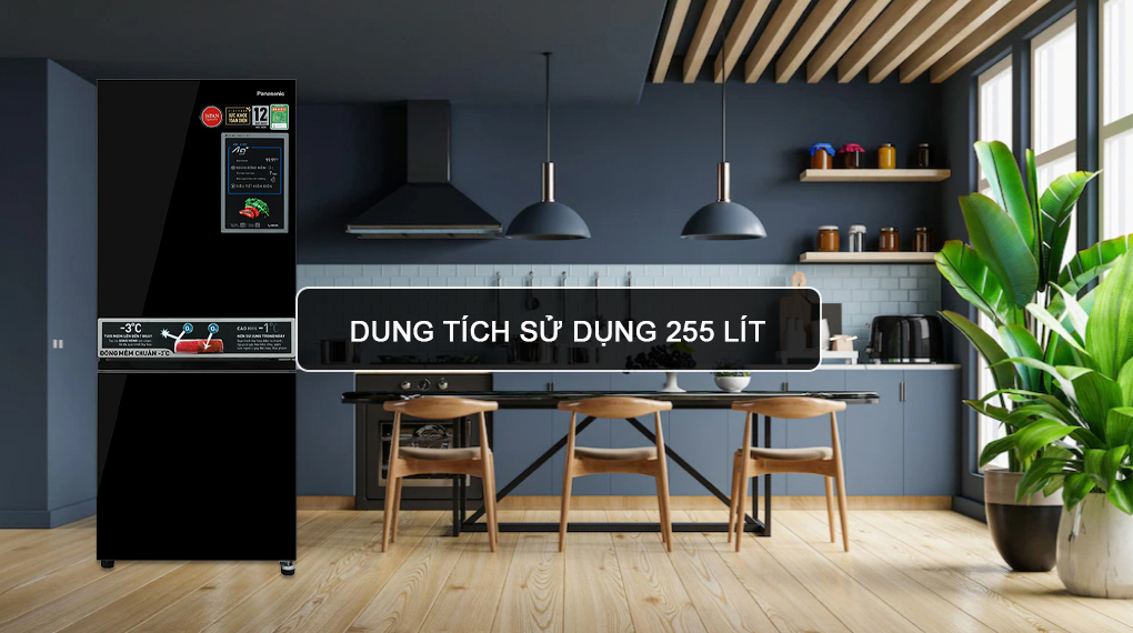 Tủ lạnh Panasonic NR-BV281BGMV 255 lít dung tích phù hợp cho đa số gia đình Việt