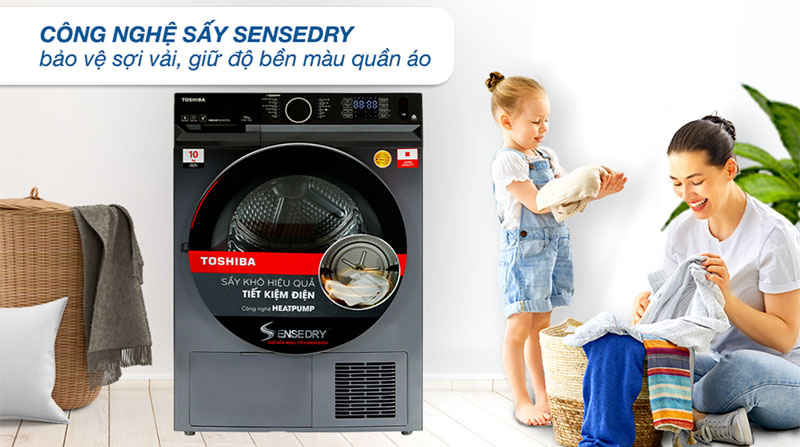 Máy sấy Toshiba TD-BP110GHV(MG) 10kg sấy nhanh chóng, tiết kiệm điện