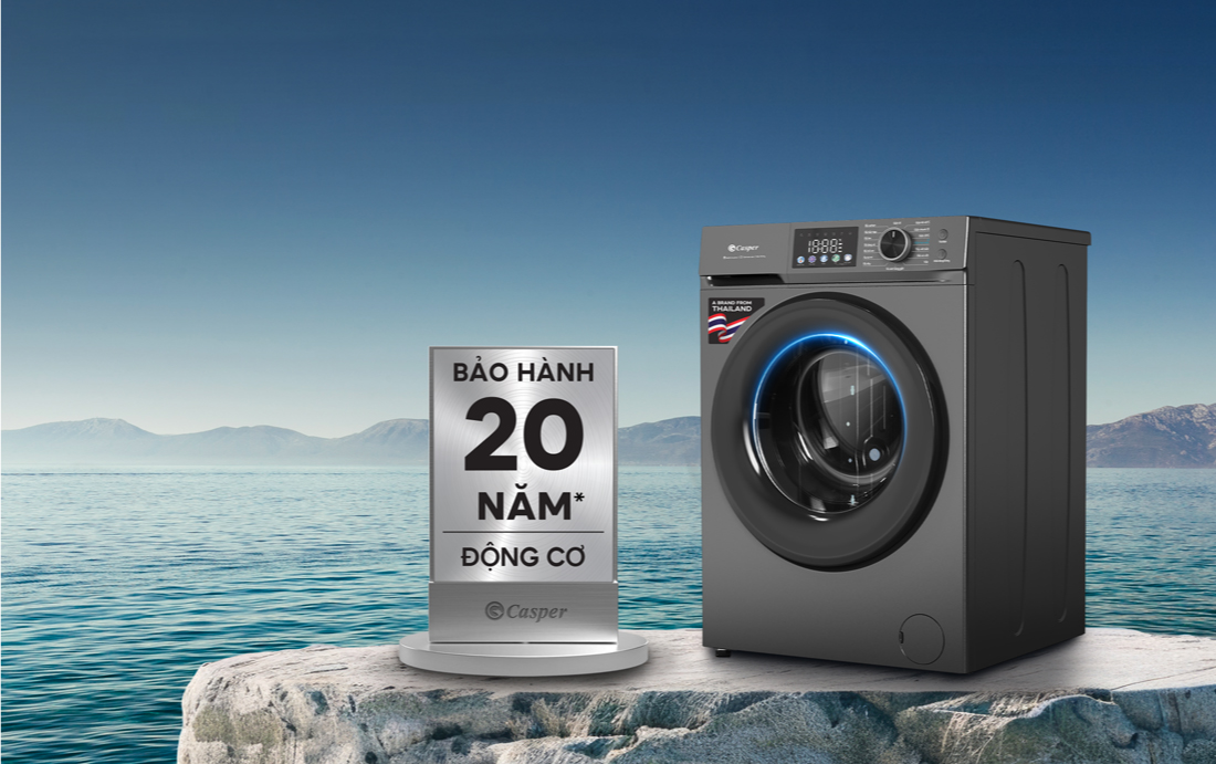 Máy giặt Casper WF-D125VGR1 12.5kg vận hành êm ái, chế độ bảo hành hậu mãi