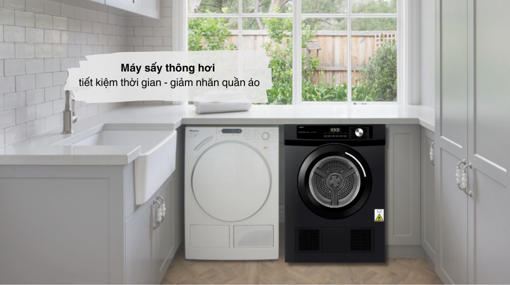 Máy sấy Aqua AQH-V901K.PS 9kg sấy thông hơi sấy khô nhanh chóng, bảo vệ áo quần