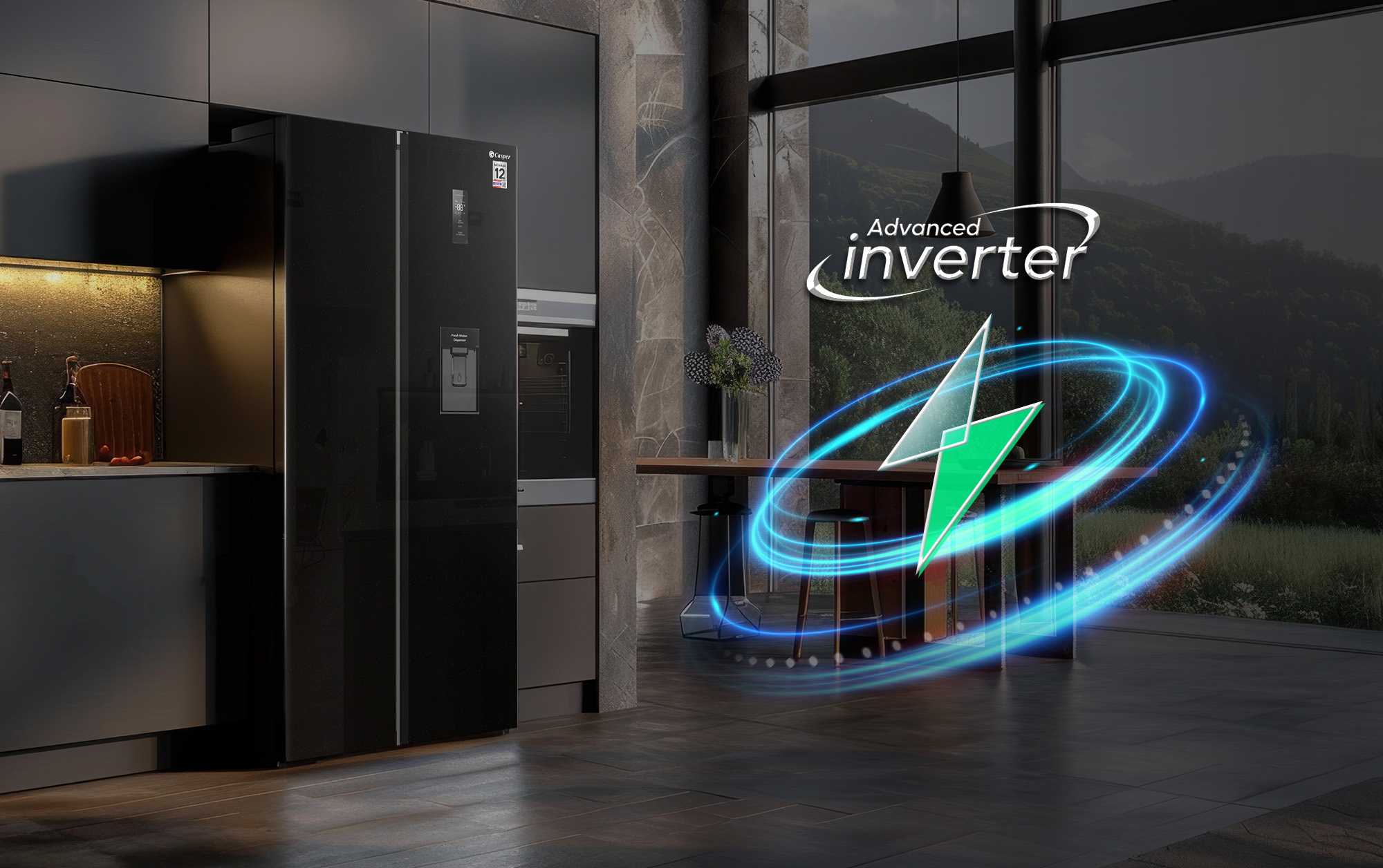 Tủ lạnh Casper RS-D530SBS inverter tiết kiệm điện, bảo quản thực phẩm hiệu quả