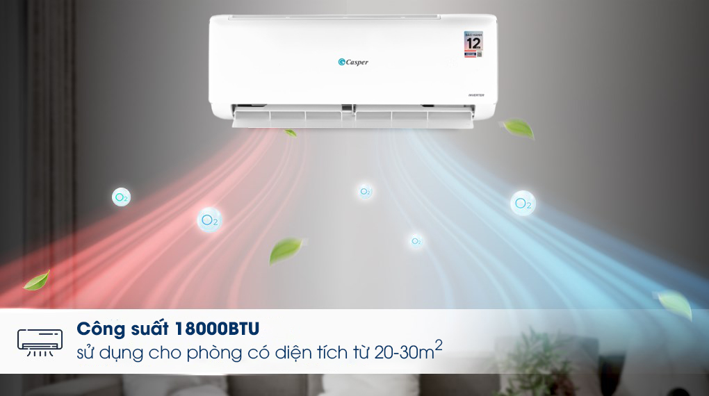 Điều hòa Casper 18000BTU JC-18IU36 công suất lớn, làm lạnh nhanh chóng