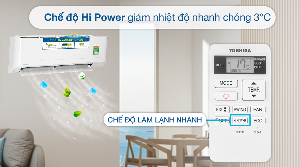 Điều hòa Toshiba RAS-H10C4KCVG-V 9000BTU làm mát nhanh chóng, mang lại không gian dễ chịu cho người dùng
