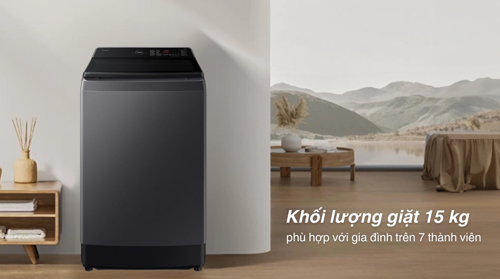 Máy giặt Samsung WA80F15S5CSV 15kg dung tích siêu lớn, giặt giũ lượng lớn áo quần