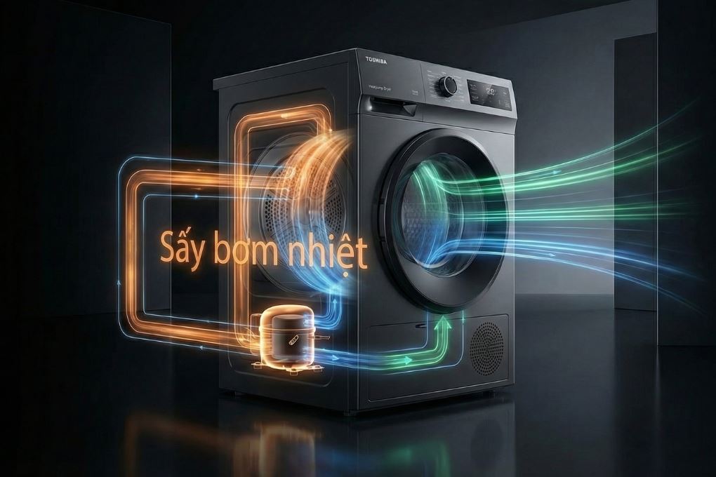 Máy sấy Toshiba TD-T21B90HWV(MG) 8kg hiệu quả sấy khô vượt trội, bảo vệ quần áo