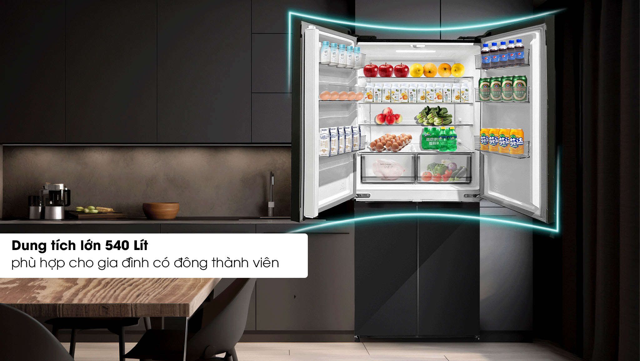 Tủ lạnh Casper RM-D540SBS 540 lít dung tích lớn tối ưu cho gia đình đông người