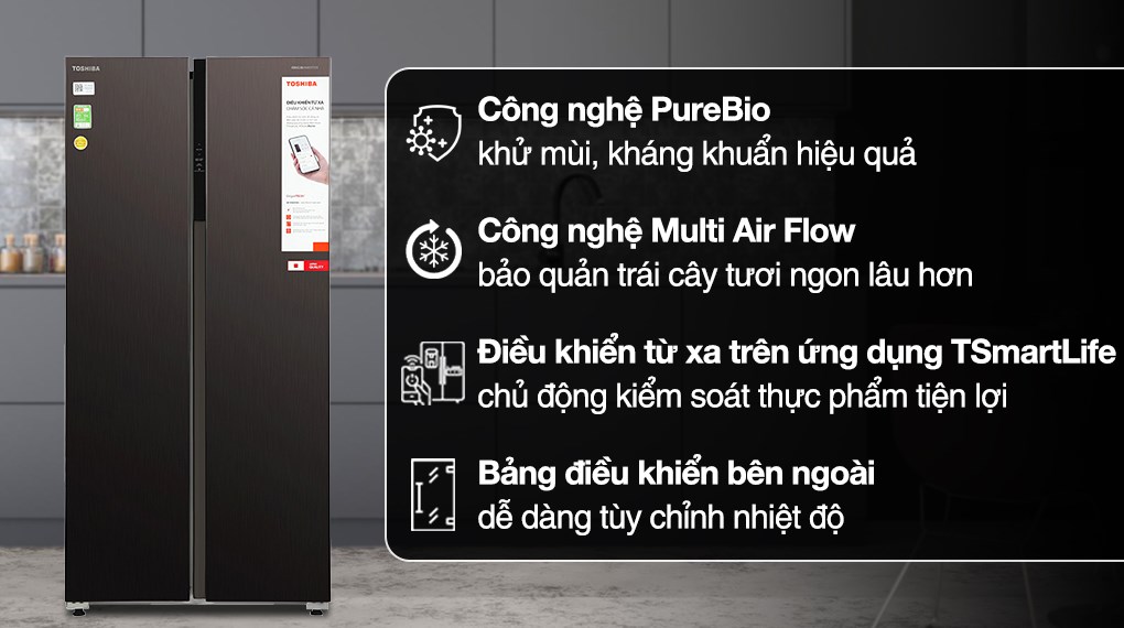 Tủ lạnh Toshiba GR-RS600WI-PMV(37)-SG thiết kế sang trọng