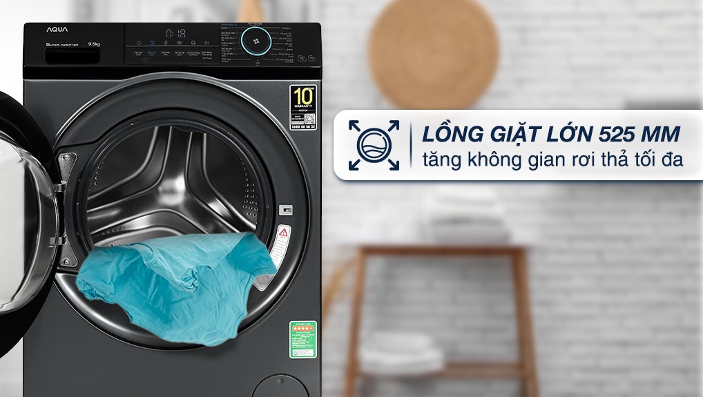 Máy giặt Aqua 9.5kg AQD-A952J.BK giặt sạch hiệu quả, bảo vệ áo quần