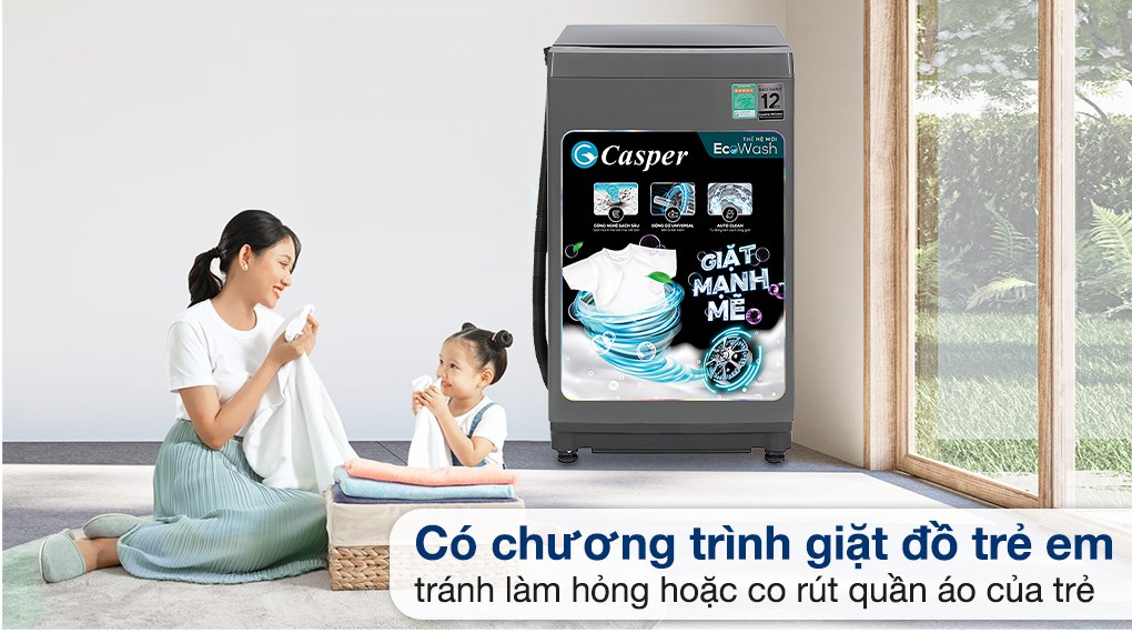 Máy giặt Casper WT-85NG1 8.5kg phù hợp cho gia đình có 3-5 thành viên