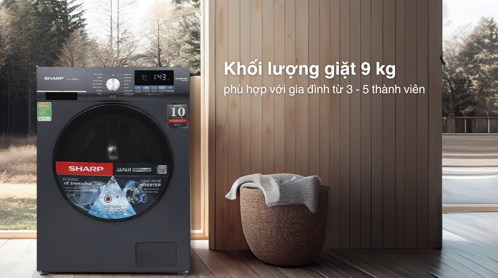 Máy giặt Sharp ES-FM90CB-SB 9kg giặt sạch hiệu quả, bảo vệ áo quần