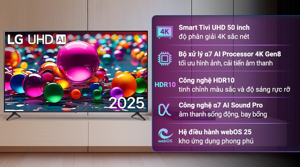 Smart Tivi LG 50UA8450PSA 4K chất lượng hình ảnh sắc nét, trải nghiệm xem sống động