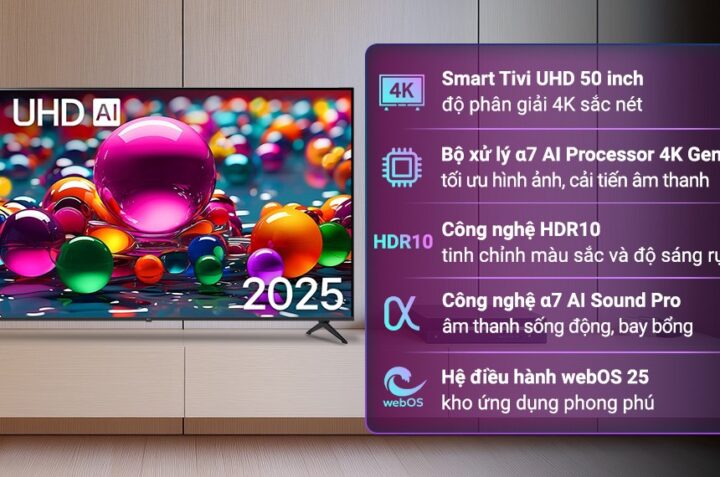 Smart Tivi LG 50UA8450PSA 4K: Chất lượng hình ảnh, âm thanh tuyệt vời, giá phải chăng