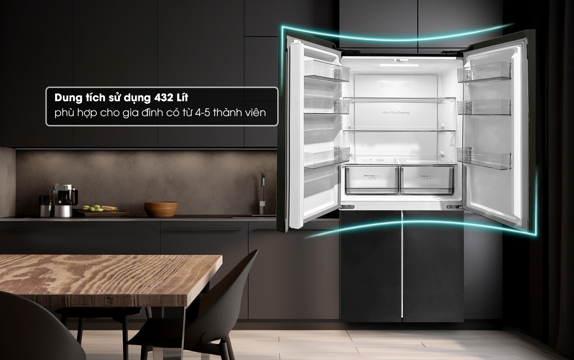 Tủ lạnh Casper RM-E432PBS dung tích lớn, bảo quản lượng lớn thực phẩm