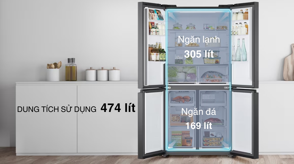 Tủ lạnh LG LFB47BLG 4 cánh dung tích lớn, bảo quản lượng lớn thực phẩm
