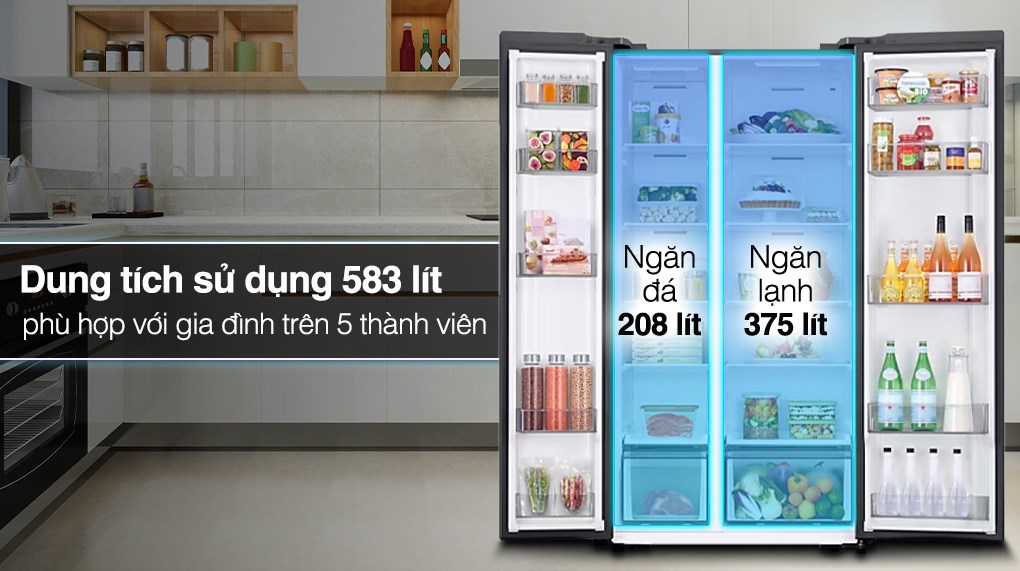 Tủ lạnh Samsung RS57DG400EM9/SV 583 lít dung tích lớn, bảo quản lượng lớn thực phẩm