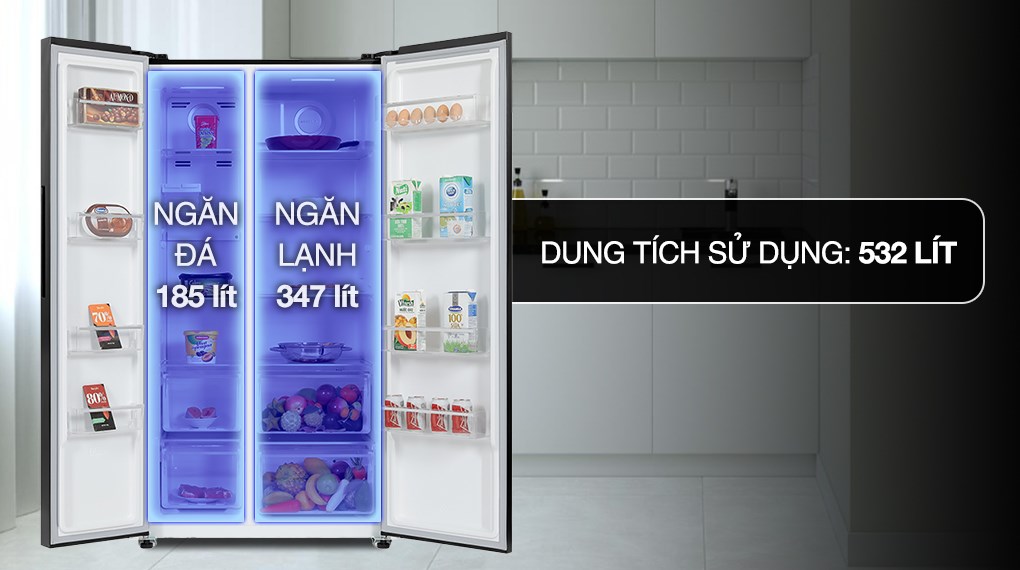 Tủ lạnh Sharp SJ-SBX530VG-BK dung tích lớn, bảo quản lượng lớn thực phẩm cho gia đình đông người