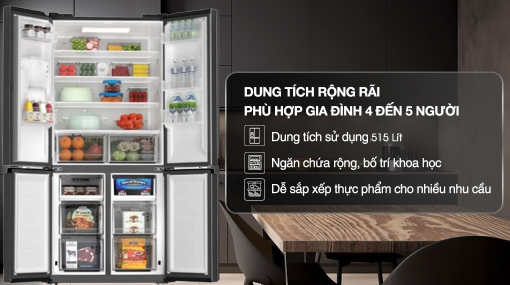 Tủ lạnh Toshiba GR-RF675WI-PMV dung tích lớn, bảo quản thực phẩm cho gia đình đông người