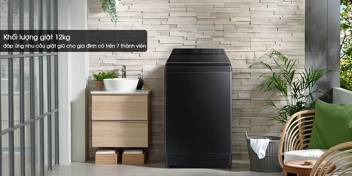 Máy giặt Samsung WA12CG5745BV/SV 12kg khối lượng giặt lớn, đáp ứng nhu cầu sử dụng cho gia đình đông người