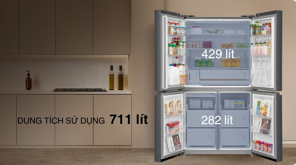 Tủ lạnh Toshiba 711 lít GR-RF900WI-PMV(06) dung tích lớn, mang đến không gian lưu trữ rộng rãi