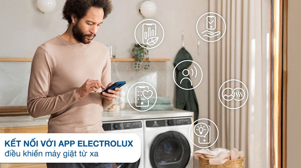 Máy giặt Electrolux EWF1043R7WC 10kg chăm sóc quần áo qua ứng dụng điện thoại vô cùng tiện lợi